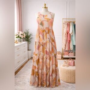 TCEC Multicolor Abstract Maxi Dress